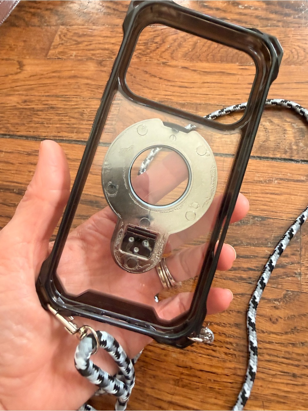 Clear Protective Phone Case with Black Ring and Strap NEW - Picture 4 of 6